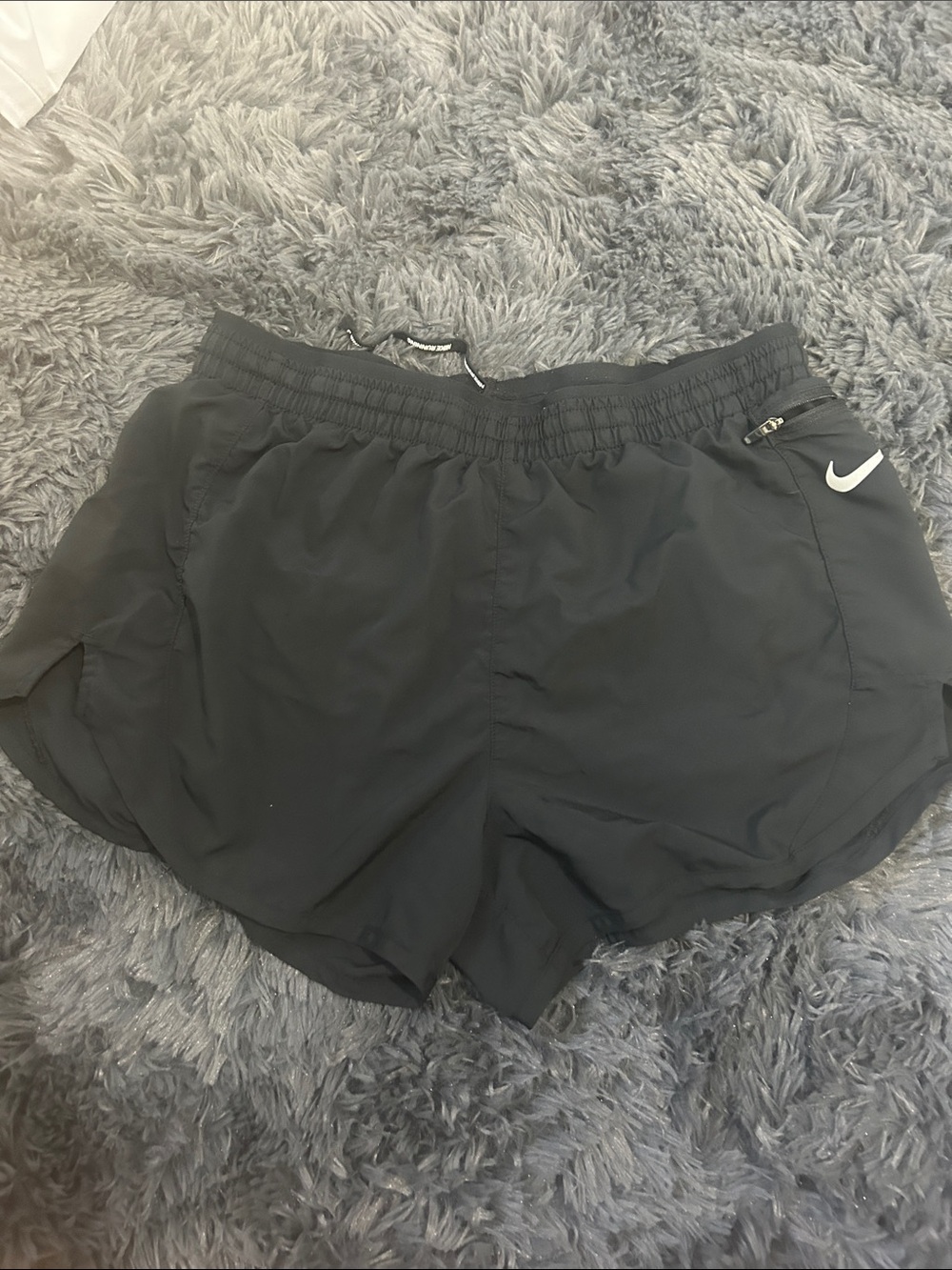 Nike Women's Black Athletic Running Shorts with White Swoosh